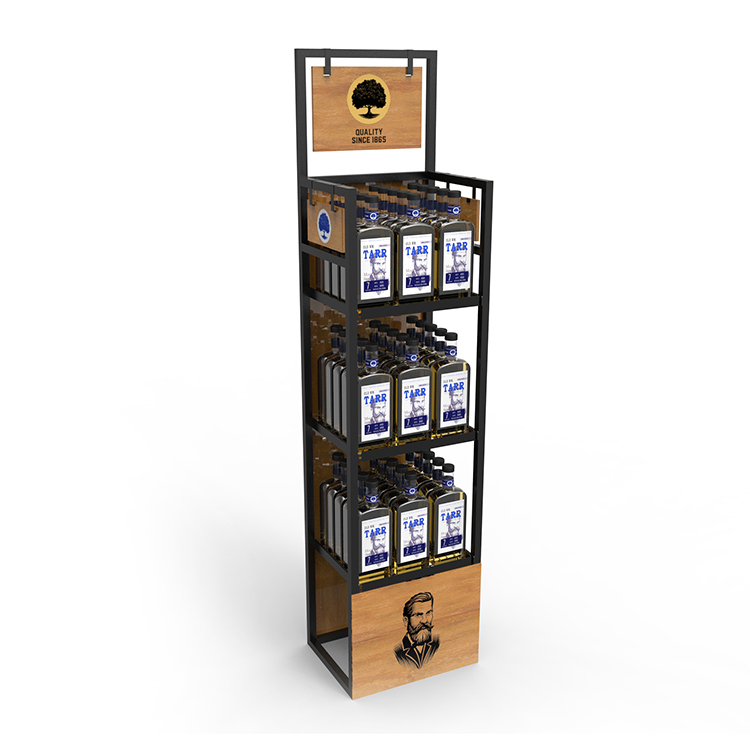 Customized Autolift Style Whiskey Metal Display Rack Wine Rack for Supermarket — view 5