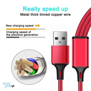 สายไนลอนถักเปีย3 in 1คุณภาพสูงสายดาต้า USB C Type C สายชาร์จเร็ว3A สำหรับ iPhone Type C - Product Image 2