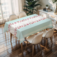 Nappe carrée anti-rayures à motif floral vert clair RNPT, nappe rectangulaire anti-poussière, couvre-table pour fête et événement