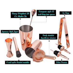 Kit de barra de cobre directo de fábrica personalizado, juego de herramientas para <span class=keywords><strong>Bar</strong></span>, juego de coctelera Boston de acero inoxidable - Product Image 5