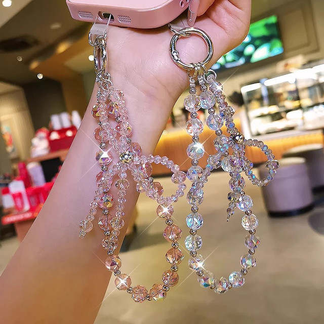 Crystal Bow Beaded Phone Charm Wrist Strap Luxury Smart Phone Ellphone Lanyard Chain Charms Bling Other Mobile Phone Accessories