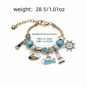 Pulsera de brújula submarina con diseño de faro, chapada en oro, de acero inoxidable, resistente al agua, de Fanhua Jewelry, muy vendida en TikTok. - Product Image 5