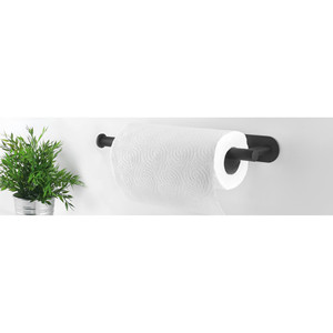 Portarotolo da cucina nero da 40 cm montato a parete per riporre gli asciugamani di carta - Product Image 2