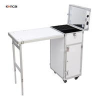 KONCAI Station d'Ongles Mallette de Cosmétiques à Logo Personnalisé en Aluminium Rigide Chariot de Maquillage Portable Tables à Ongles Multi-Fonctionnelles