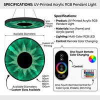 Art Pattern UV Print Acrylic LED Chandelier Smart RGB Color Changing Circular Pendant Light Commercial Decor Atmosphere Lamp
