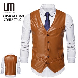 Chaleco de Cuero Sintético para Hombre OEM - Otoño Invierno, Corte Entallado, Cierre de un Botón, Estilo Casual de Oficina (M-5XL) - Product Image 1