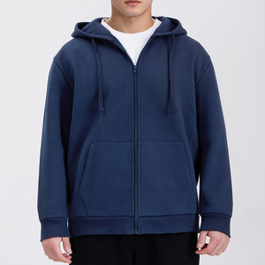 2025 Wholesale Cotton Work <strong>Hoodie</strong> 350 Gsm Customization Unisex <strong>Zip</strong> up Solid Color Blank Logo Printed <strong>Hoodie</strong> - Product Image 3