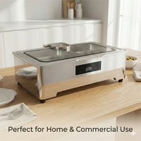 304 Edelstahl Elektrischer Chafing Dish für Catering Doppelbehälter Buffet-Wärmer mit LED-Anzeige für Restaurant- und Hotelbedarf