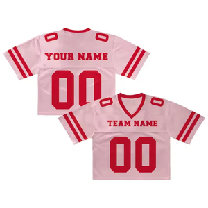 Camiseta corta de malla estilo boxy para mujer, uniforme de animadora, camiseta de fútbol americano para práctica, con hombros descubiertos, estilo baby tee, con nombre de equipo - Product Image 4