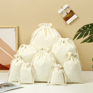 Canvas Drawstring <b>Bags</b> Beige Recyclable Storage Gift <b>Bags</b> General <b>Packaging</b> - Product Image 2