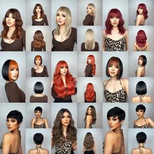 Tóc Giả Tổng Hợp Thẳng Nhiệt Độ Cao Với Tóc Mái Tóc Giả <span class=keywords><strong>Bob</strong></span> Ngắn Tóc Giả Hóa Trang Ombre Kiểu Tóc Chịu Nhiệt Cho Nữ - Product Image 3