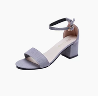 Sandales à talons hauts pour femmes OEM/ODM, design simple, bride cheville, bout ouvert, talon épais 6 cm, été