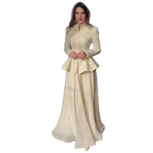 Palast-Stil Retro Heavy-Industry-Anzug für Damen, Frühjahrsneuheit mit Perlenbesetzter Rückenpartie, Schnürung und Rüschenjacke mit Plisseerock - Product Image 5