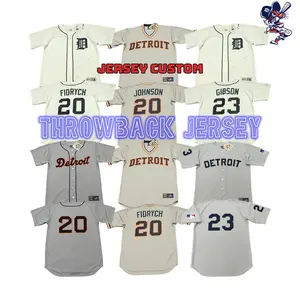 Men's Detroit 20 Howard Johnson Mark Fidrych Vic Wertz 23 Kirk Gibson Willie Horton Throwback Baseball Jersey Stitched S-5xl