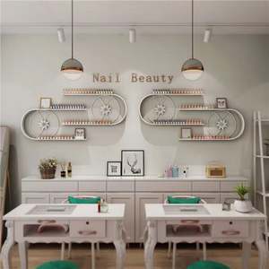 Présentoir de salon de manucure Vernis à ongles Tenture murale avec étagère lumineuse - Product Image 6