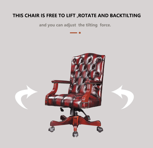 Silla Giratoria Chesterfield Ejecutiva de Cuero Genuino Marrón Moderno para Juez, Gobernante o Presidente, con Altura Ajustable - Product Image 6