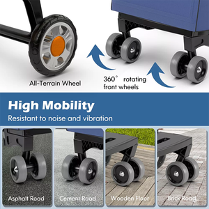Chariot <span class=keywords><strong>à</strong></span> provisions <span class=keywords><strong>pliant</strong></span> utilitaire avec roues pivotantes roulantes Sac amovible Poignée confortable <span class=keywords><strong>Porte</strong></span>-bagages extérieur - Product Image 4