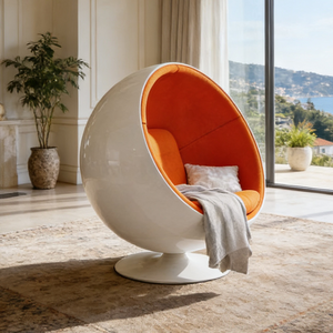 Sillón Moderno de Lujo <span class=keywords><strong>con</strong></span> Base Giratoria de Fibra de Vidrio, Silla Tipo Globo, Mueble de Asiento para Sala de Estar - Product Image 2