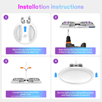 Plafonnier intelligent LED RVB 24W moderne intérieur monté en surface avec télécommande base en fer pour salon chambre lecture