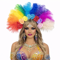 Serre-tête en plumes d'autruche arc-en-ciel de luxe, coloré, pour festivals, carnavals, fêtes et scènes, accessoires de déguisement en gros
