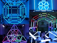 Luci LED a Tunnel Cubico con Design a Colori Cangianti, Luci da Palco per DJ, Tubo LED RGB DMX 3D