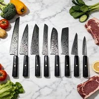 Couteau à trancher le jambon droitier à manche en bois, lame moderne de 24-25 pouces, compatible lave-vaisselle, ensemble de couteaux professionnels japonais en acier Damas laser