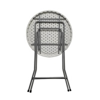 Table de bar ronde pliable populaire pour événements extérieurs, diamètre 60 cm, en plastique HDPE avec structure métallique, idéale pour mariages, hôtels et réceptions.