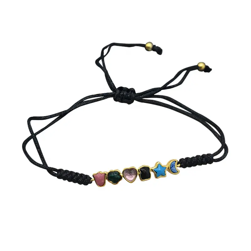 Pulsera de joyería de moda Plata de Ley 925 TOUSES Bear España Vermeil Corazón Luna Piedra preciosa Pulsera de cordón negro