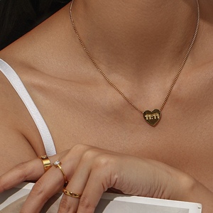 Collier en forme de cœur personnalisé Gogem avec gravure Logo personnalisé Chiffres romains 11:11 Vous êtes mon seul et unique - Product Image 2