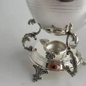 Z U Handicraft ZU-T27 Silver Plated Brass <b>Egg</b> Server Coddler Don Lid Breakfast Warmer Stand Food Mill Batteries Required - Product Image 3