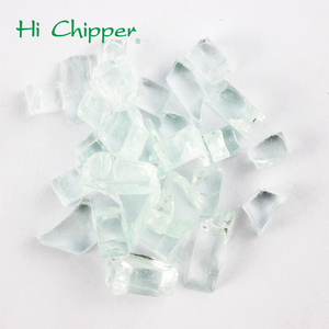 Copeaux de verre trempé <span class=keywords><strong>vert</strong></span> 1/2'' réfléchissants, blocs plats solides pour foyer extérieur, usage décoratif moderne - Product Image 4