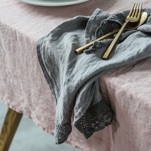 Cliente all&amp;#39;ingrosso del merletto embroideres plain style Tovagliolo pianura lino bianco tovaglioli - Product Image 4