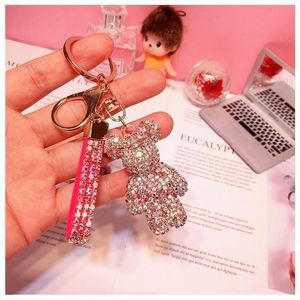 Porte-clés fantaisie en forme d'ours orné de strass et de diamants, avec sangle en cuir, pour clés de voiture ou pendentif de sac - Product Image 5