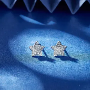 Hot Sale Luxury Inlay Zircon Star Shape Earrings New Fashion Jewelry Earrings