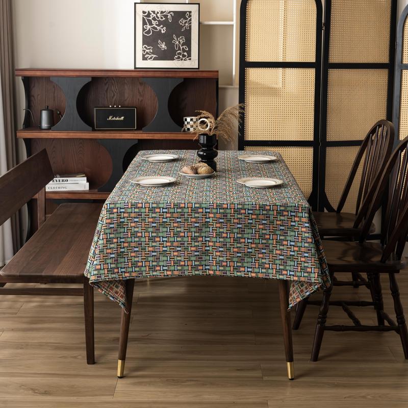 Autumn Jacquard Cotton Fabric Tablecloth Disposable