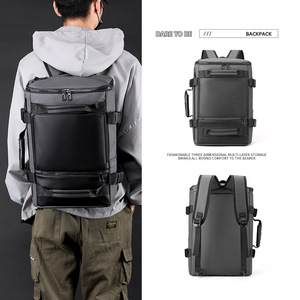 Laptop <b>Backpack</b> <b>Large</b> Capacity Business Travel Bag With Computer Compartment Unisex Black Gray Dark Blue Solid Color Summer 2023 - Product Image 3