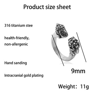 Stainless Steel Buddha Pixiu <b>Ring</b> Men's Retro Punk Style Face Design Gift Jewelry 27048 - Product Image 5