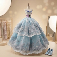 Tenue de poupée en bambou version Q personnalisée OEM, robe de princesse élégante en dentelle à volants, certifiée CE CPC, tenue de poupée haut de gamme