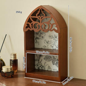 Estante de pared de madera multicapa para manualidades caseras, estante de exhibición de almacenamiento transfronterizo, estante de cristal de fondo hueco, decoración de estante de cristal - Product Image 2