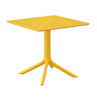 Table de patio extérieure carrée en plastique PP avec pied central pour restaurant, café, jardin (vente en gros)