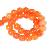 Manik-manik Bulat Batu Matahari Emas Oranye, Untaian Manik-manik Batu Matahari Longgar 6/8/10mm, Aksesori Perhiasan DIY Buatan Tangan untuk Hadiah Wanita Pria