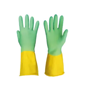 Bi-Color Latex Household Gloves Ideal for Washing and Food Processing