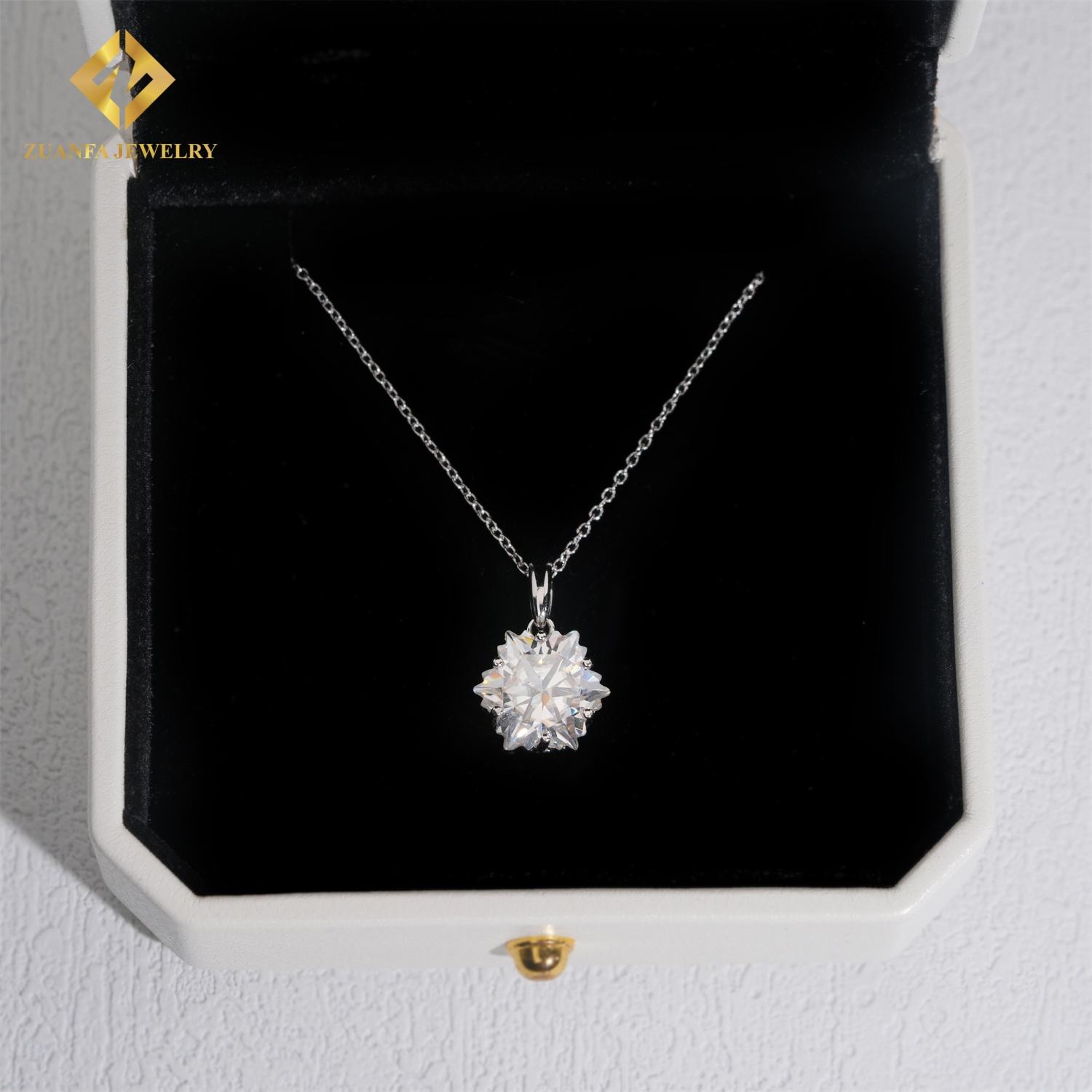 11mm Snowflakes Moissanite Charm Necklace -