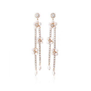 V & R 2020 nuevo pendiente joyería Pave flor Stud <span class=keywords><strong>cristal</strong></span> aleación de diamantes de chapado en oro gota pendiente para mujer - Product Image 2