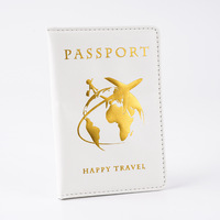 Portefeuille d'identité en PU estampé or, résistant à l'usure, avec porte-billets de vol et porte-passeport pliable – Collection Global Creative