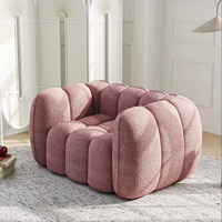 Canapé Crème Minimaliste de Designer, Capitonnage, pour Villa, Personnalisation de la Couleur, Compression avec Module à Blocs Droits, Tissu et Mousse
