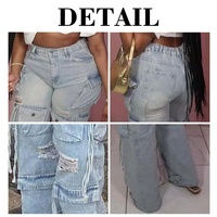 Jeans d'été délavés de haute qualité avec poches pantalon cargo pour femme denim pour femme vente en gros
