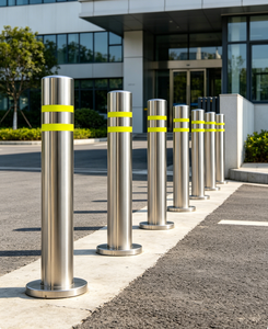Stainless Steel Retractable Bollard 114mm OD 130cm 304 Semi-Automatic Manual Lifting Traffic Safety Barrier - Product Image 3