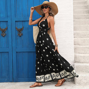 Vestido de Verano 2026, Estilo Retro, Sexy, para la Playa, con Escote Amplio, Espalda Descubierta, sin Tirantes, Estampado, para <span class=keywords><strong>Mujer</strong></span> - Product Image 3