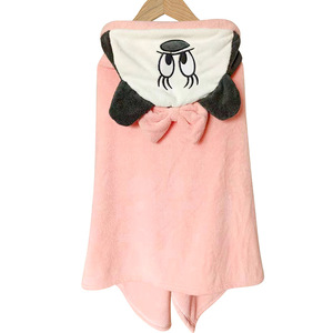 ผ้าเช็ดตัวเด็กผ้าคอรัลฟลีซมีฮู้ดลายการ์ตูน 65x140 ซม. ผ้าเช็ดตัวชายหาดแบบสวมใส่ได้สำหรับเด็ก - Product Image 5